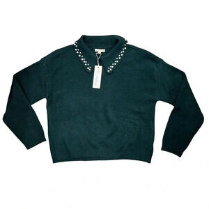 NWT Copper Key Girl Youth XL Green Sweater w/ Pearl Accents‎ on Collar